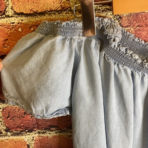 Suko Light Denim Colour Cropped Off The Shoulder Top Size L - Picture 2 of 7